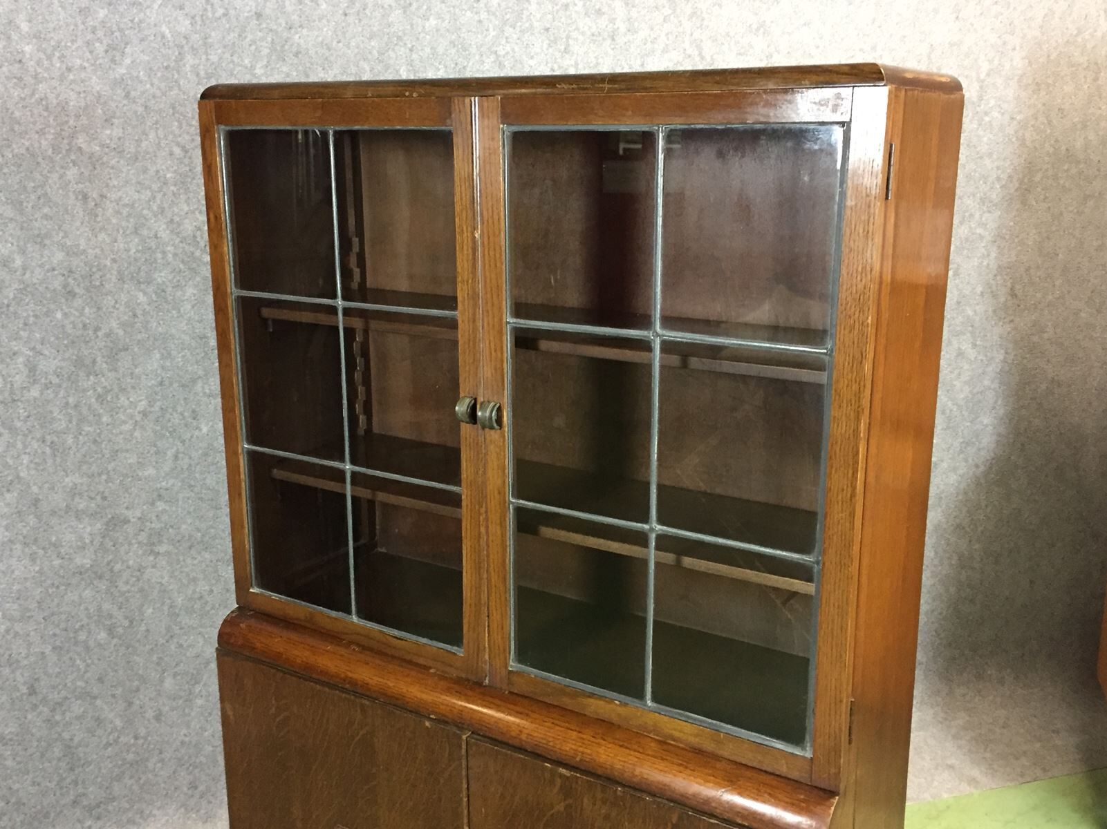 Glass art deco oak buffet