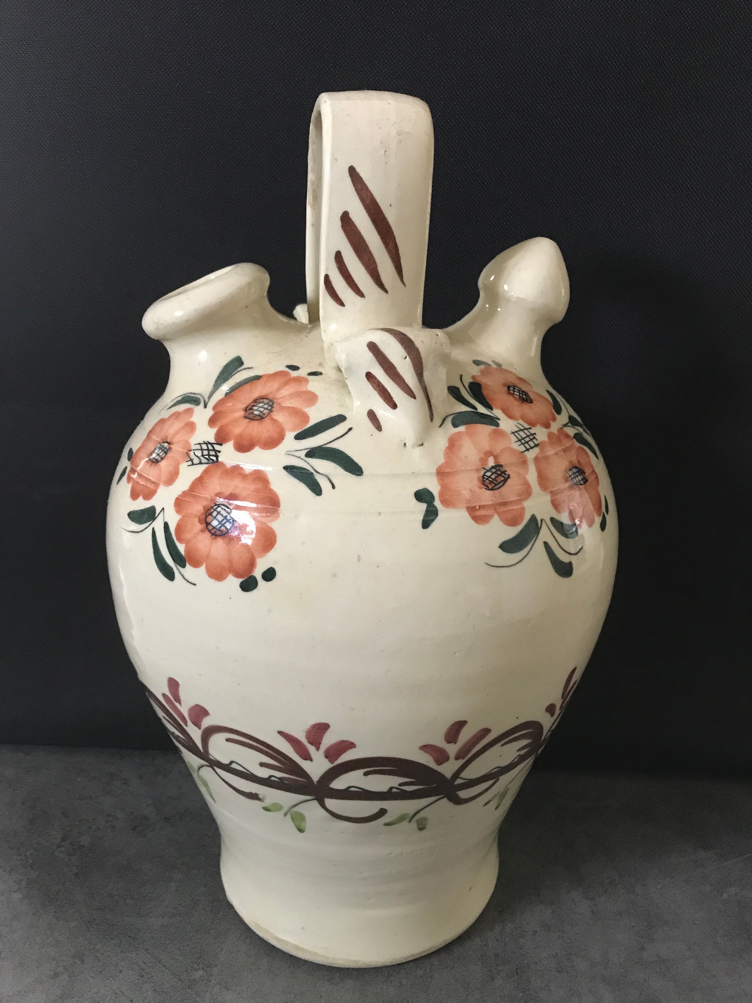Gargoulette Cantir in ceramic with floral paint decoration