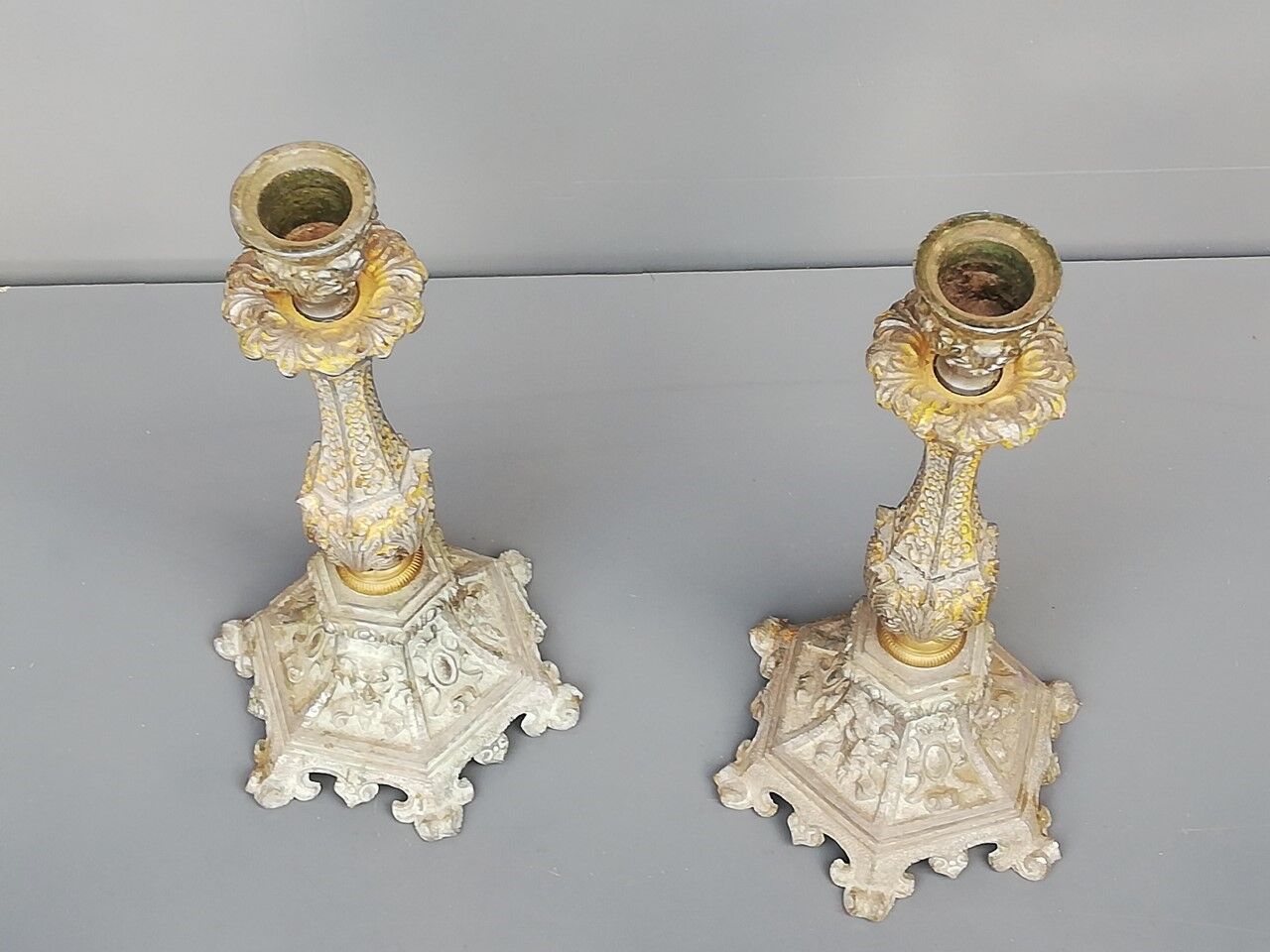 Pair of old candlesticks