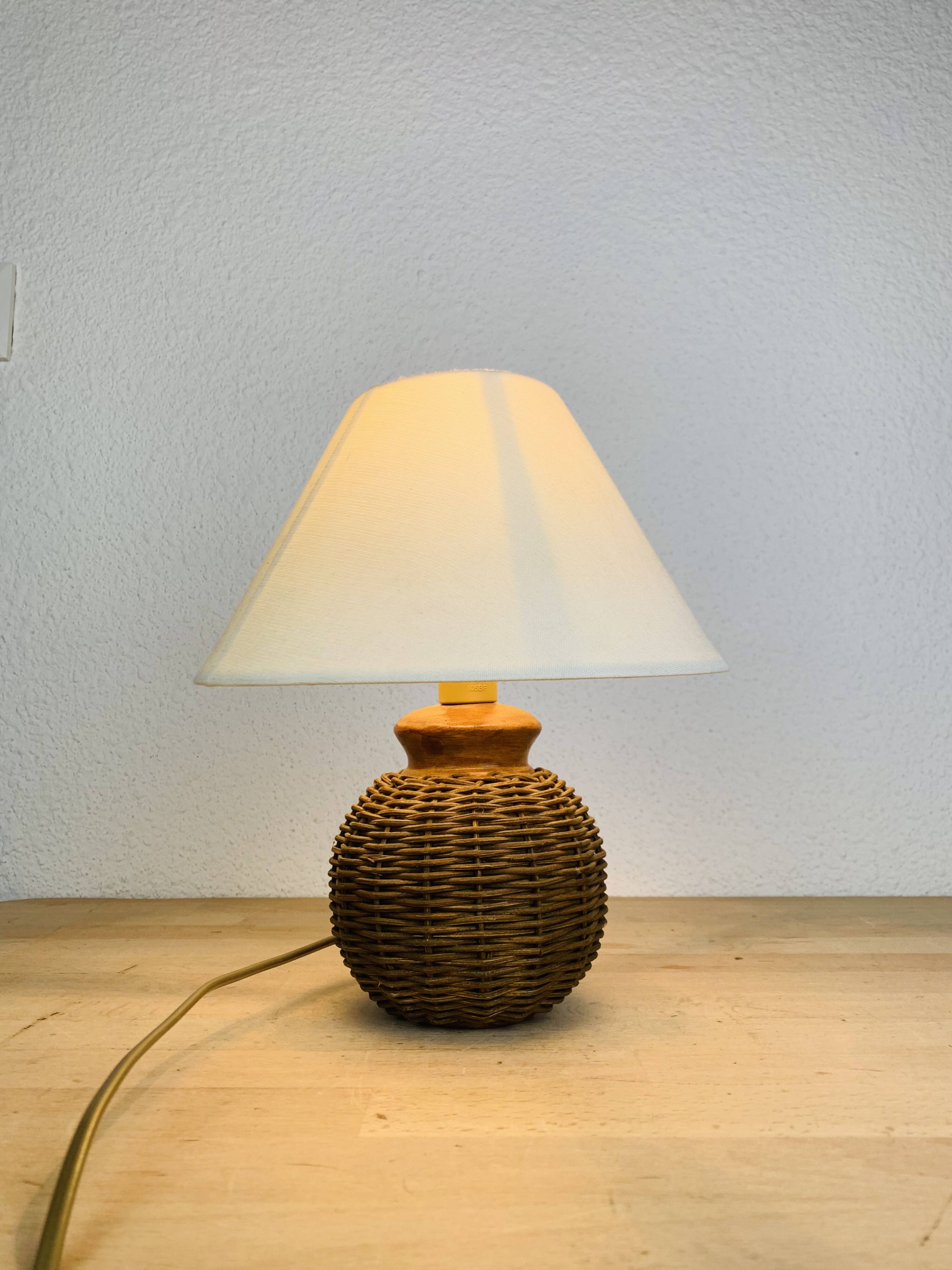 Vintage rattan ball lamp from the 60s