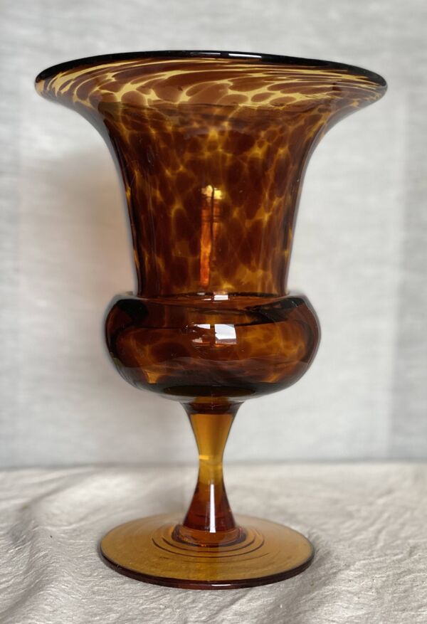 Vase verre soufflé ''écaille de tortue'' vintage 1960