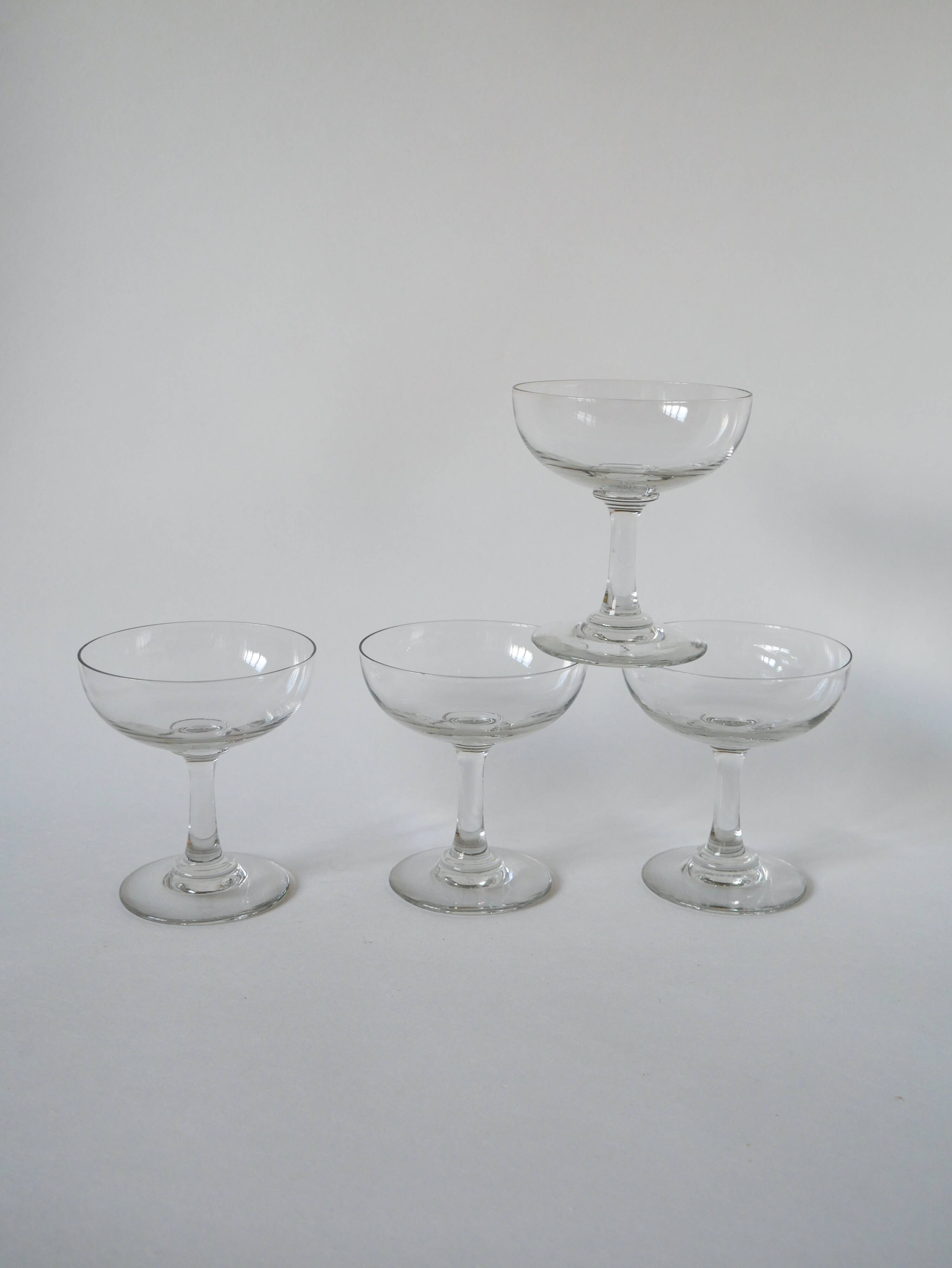 set of 4 large crystal champagne glasses 1920 11 x 10 cm