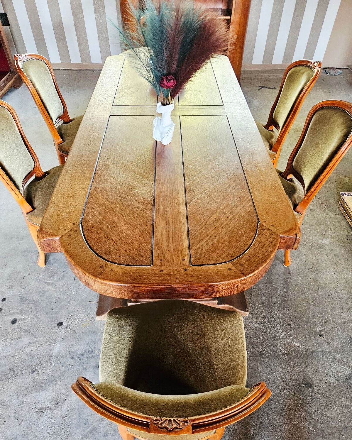 Large antique monastery table in solid oak – exceptional tabletop