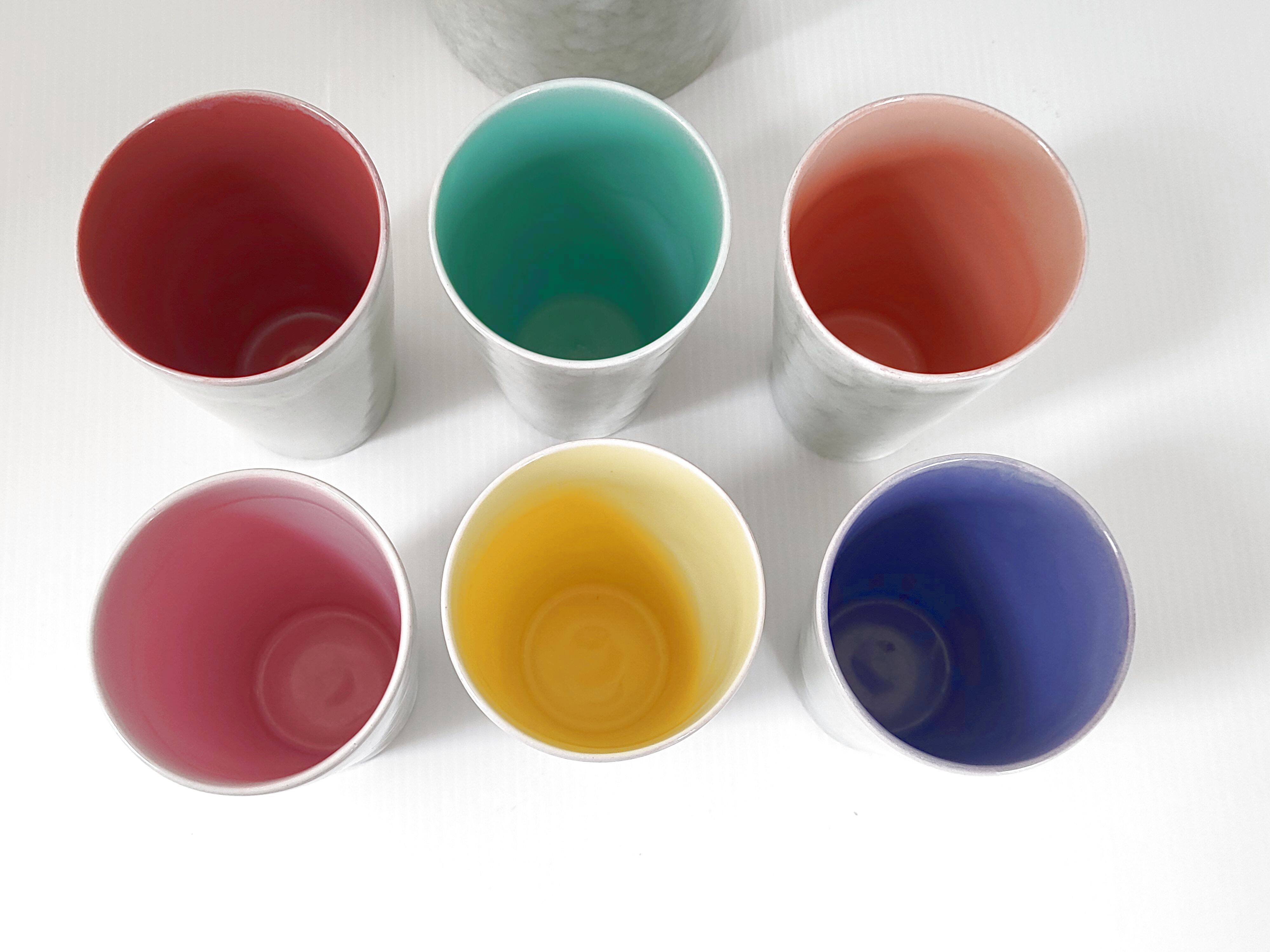 Pitcher service + 6 vintage glasses 1960