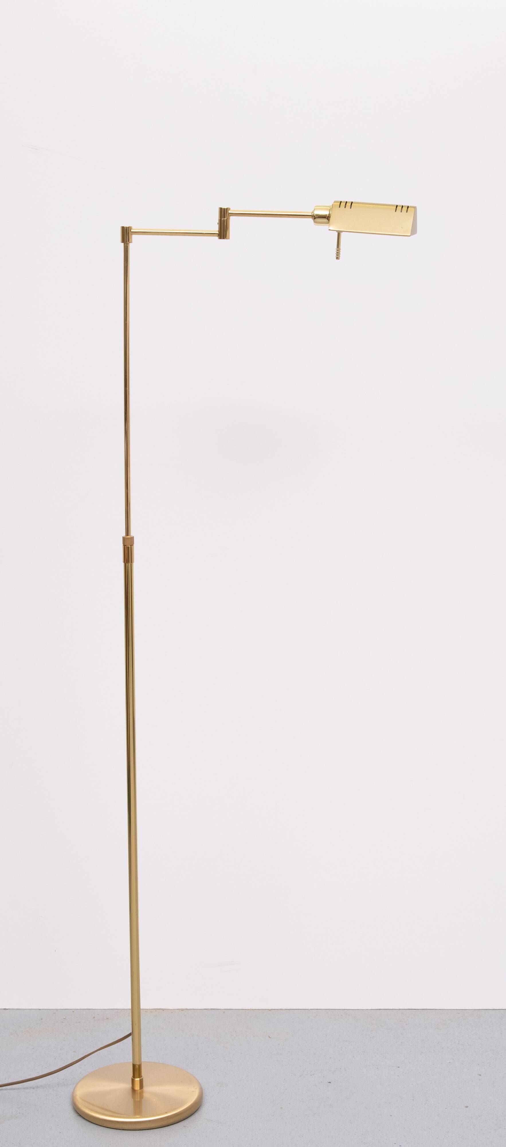 Holtkoetter Brass swing arm floor lamp Germany 1980s