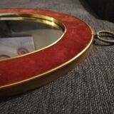 Oval mirror margin velvet flocking red vintage