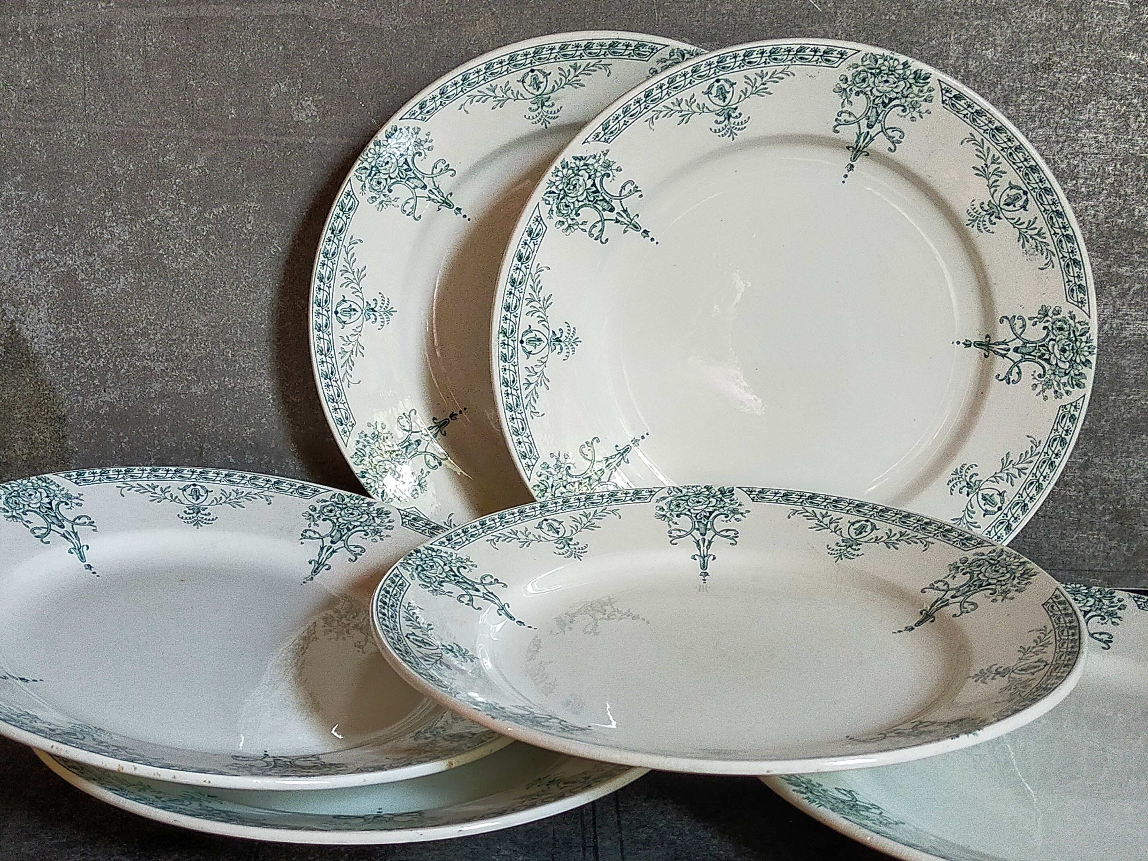 Six old plates iron earth of lunéville model lugano late nineteenth