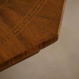 Danish Art Deco octagonal side table in birch with an inlaid top, 1940s.