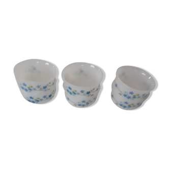 6 ramekins cups arcopal france model veronica blue flowers