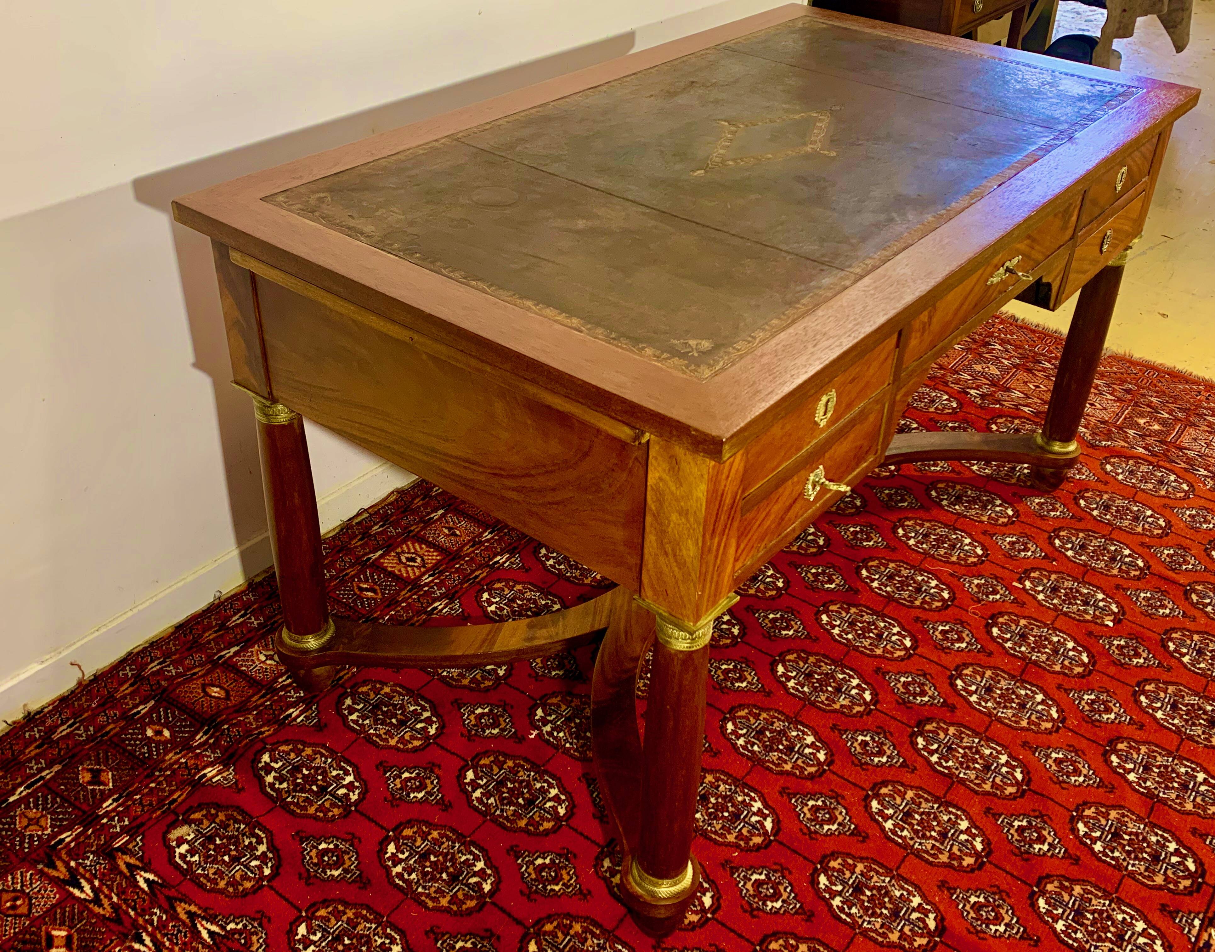 Double-sided EMPIRE Style DESK in Mahogany and gilded bronzes