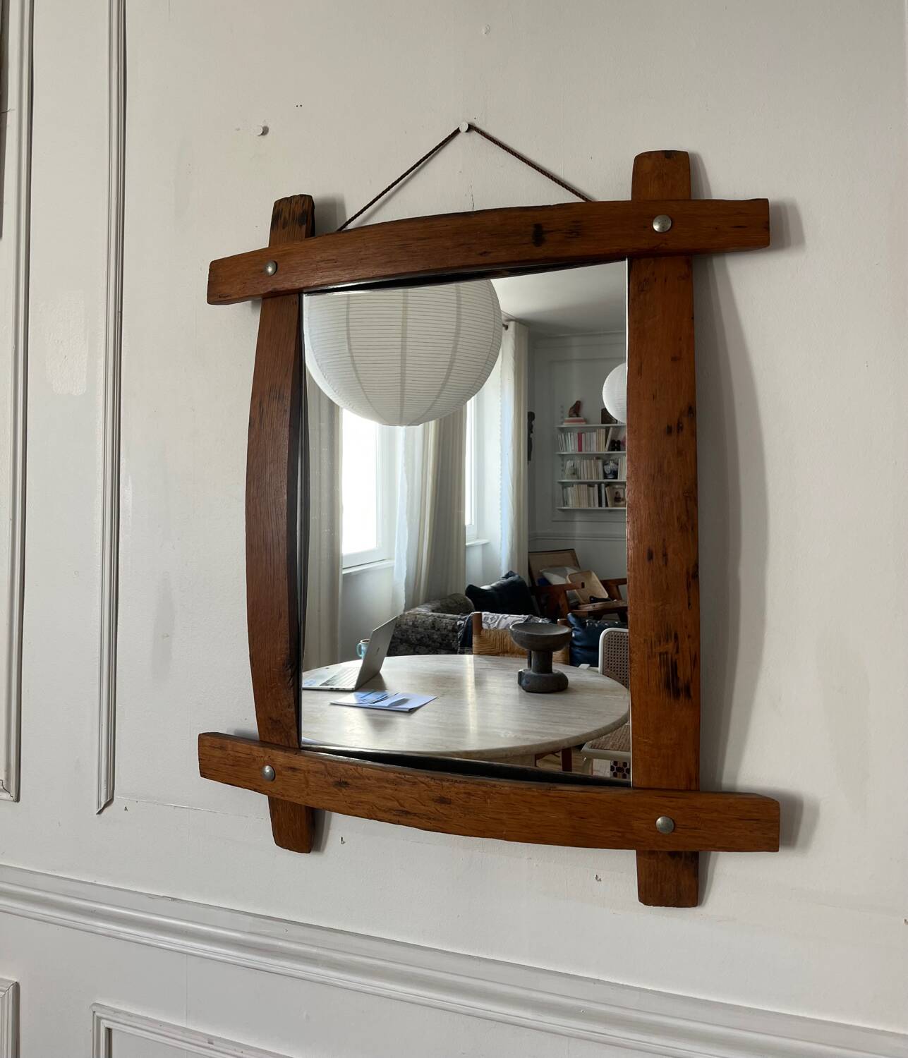 Brutalist wooden mirror 73cm x 86cm