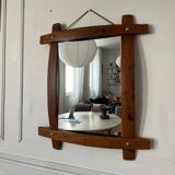 Brutalist wooden mirror 73cm x 86cm
