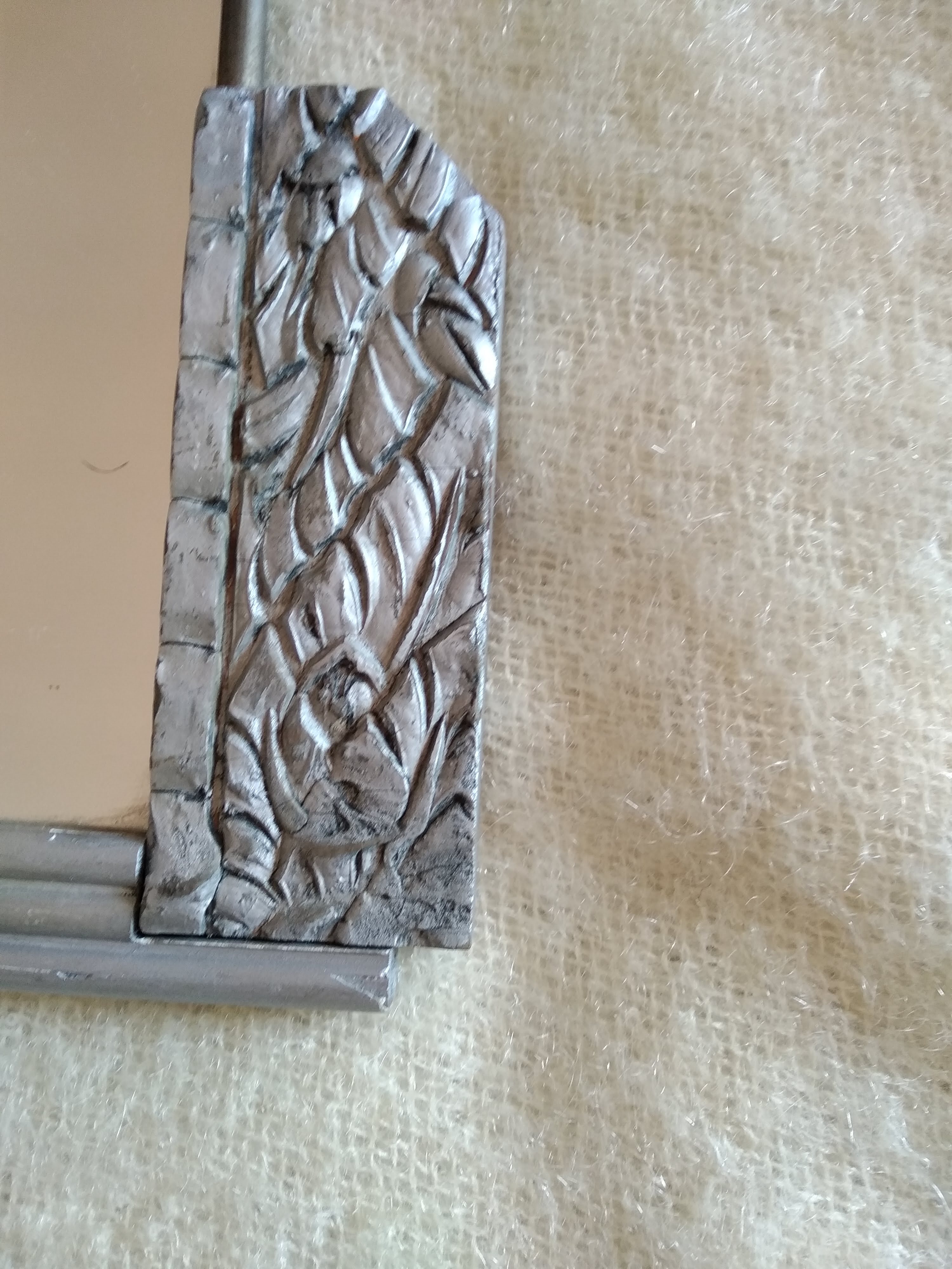 Miroir art déco bois et métal argenté 44x26cm