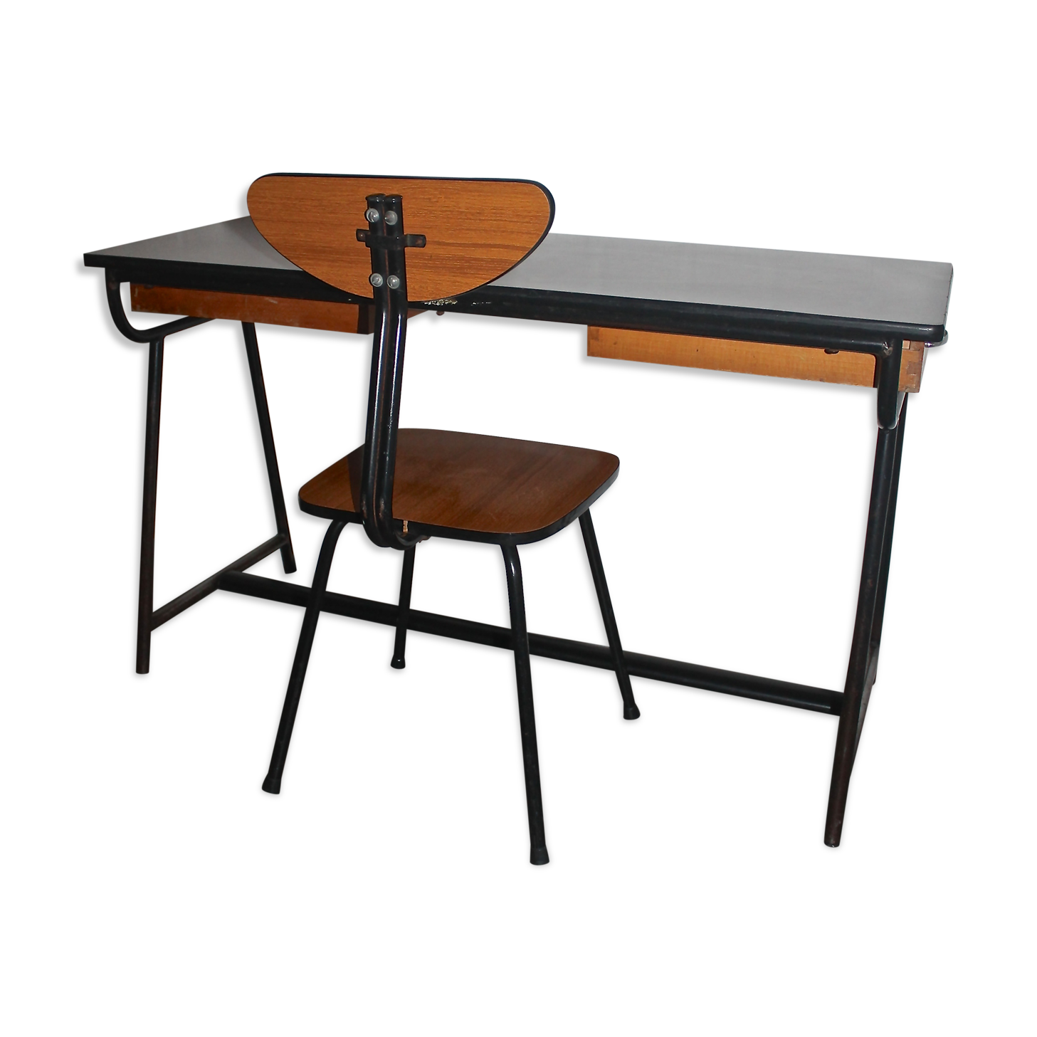 Old double desk with its vintage chair 50