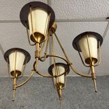 Lustre en laiton doré, vers 1950