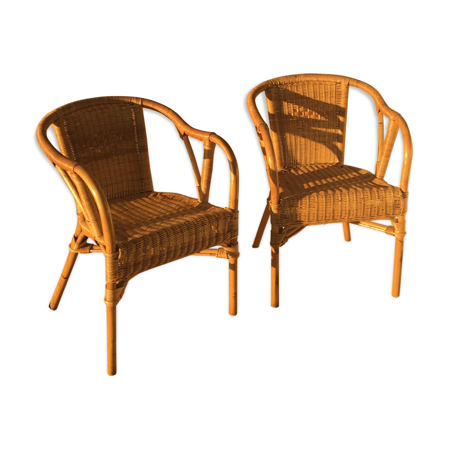 Pair of rattan armchairs