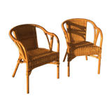 Pair of rattan armchairs