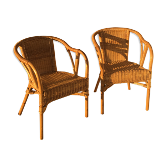 Pair of rattan armchairs