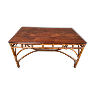 Vintage rattan dining table 70s