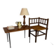 Table basse vintage bois, laiton, métal
