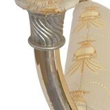 Bench in gilded brass and Empire-style fabric