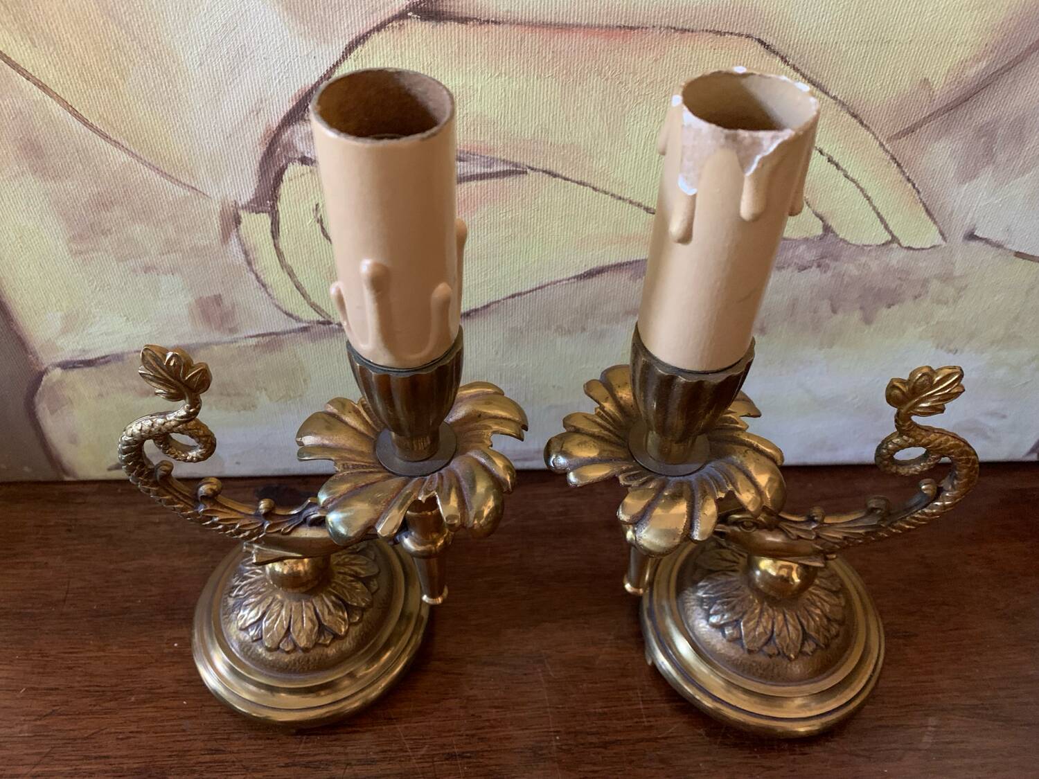 Bronze candlesticks lamp bases