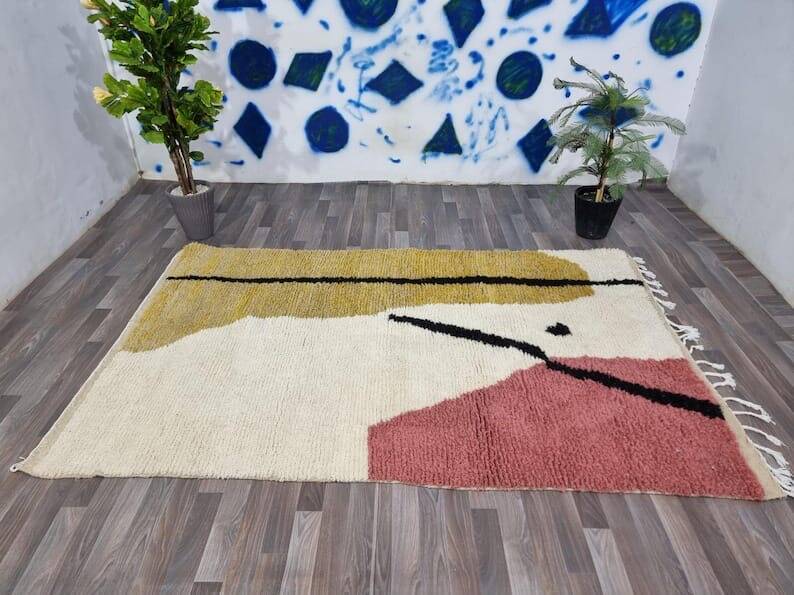 Handmade traditional Beni Ouarain rug, colourful, 150/250 cm.