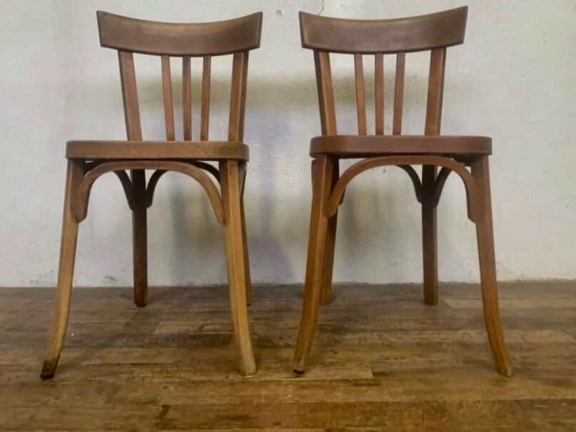 Series of 6 old chairs bistrot bar vintage restaurant BAUMANN