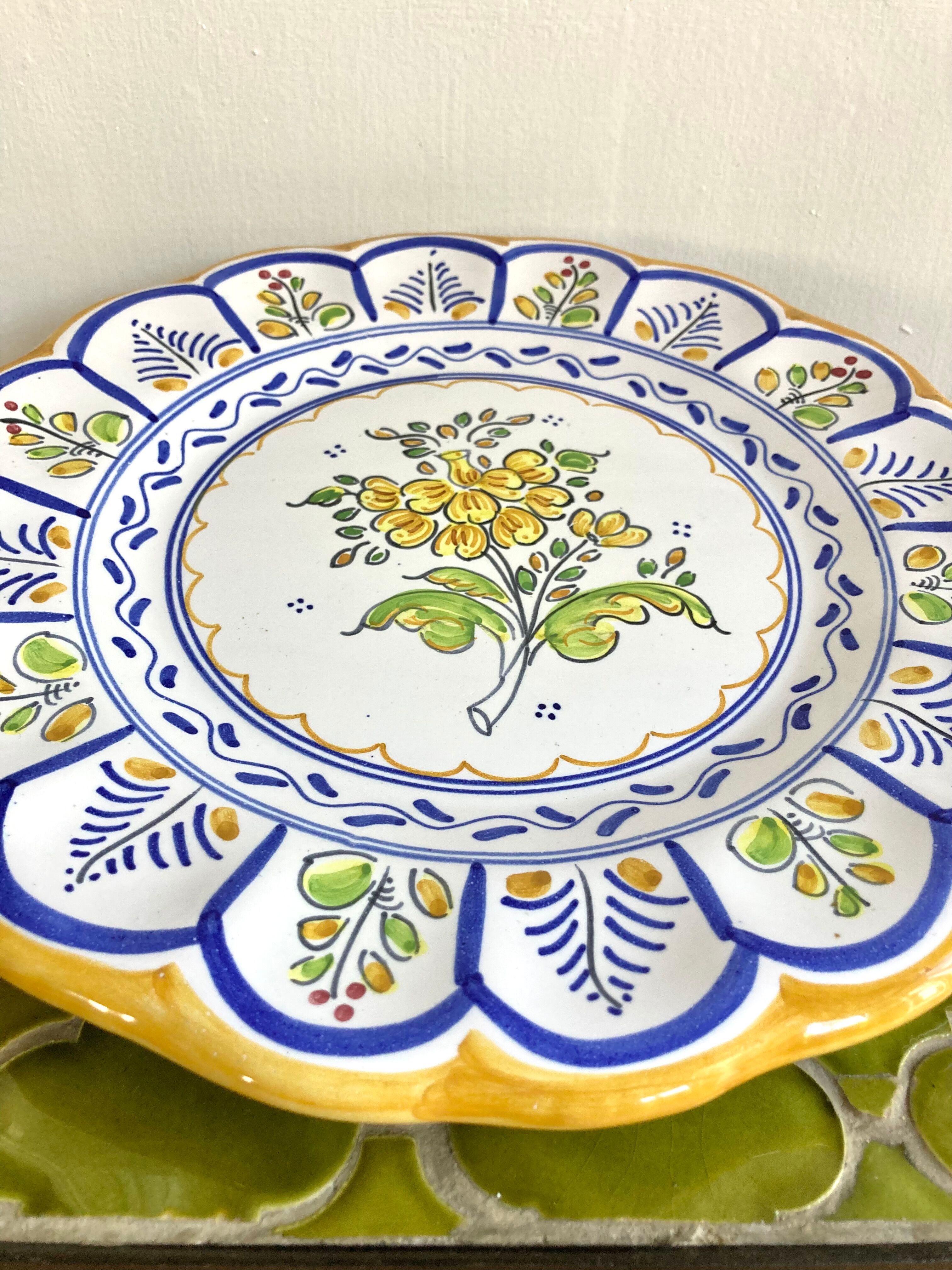 Hand-painted ceramic cake plate