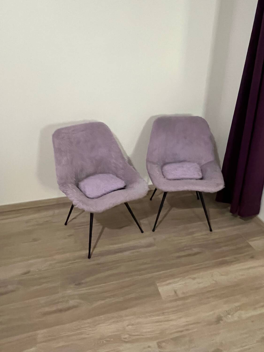 Pair of furry armchairs