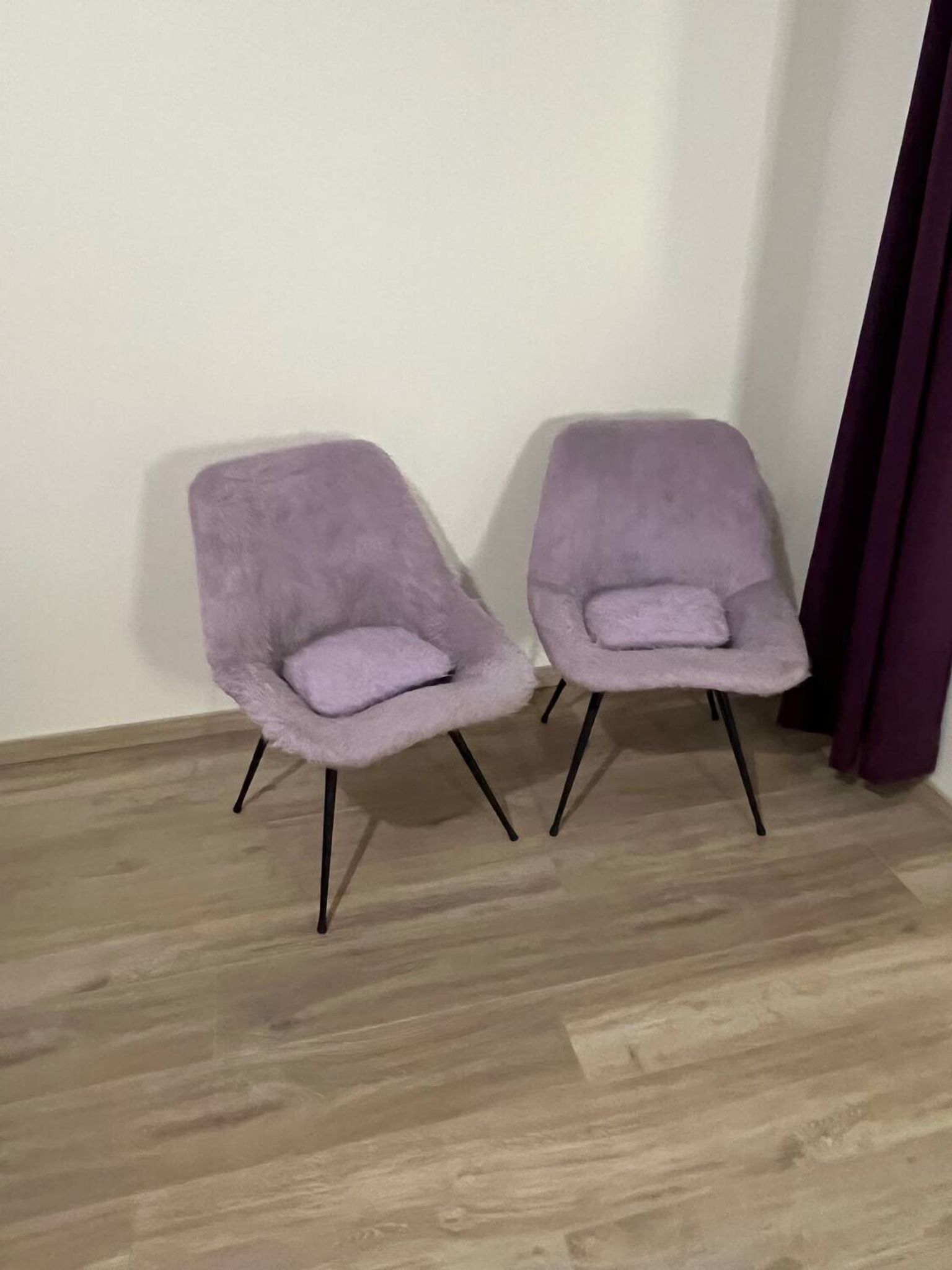 Pair of furry armchairs