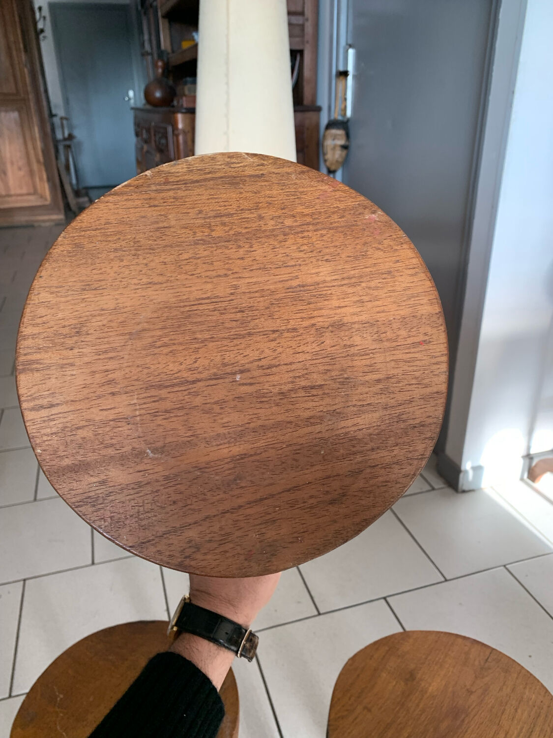 Lot of vintage wooden tripod stools