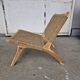Pair of armchairs low solid wood and braided rope