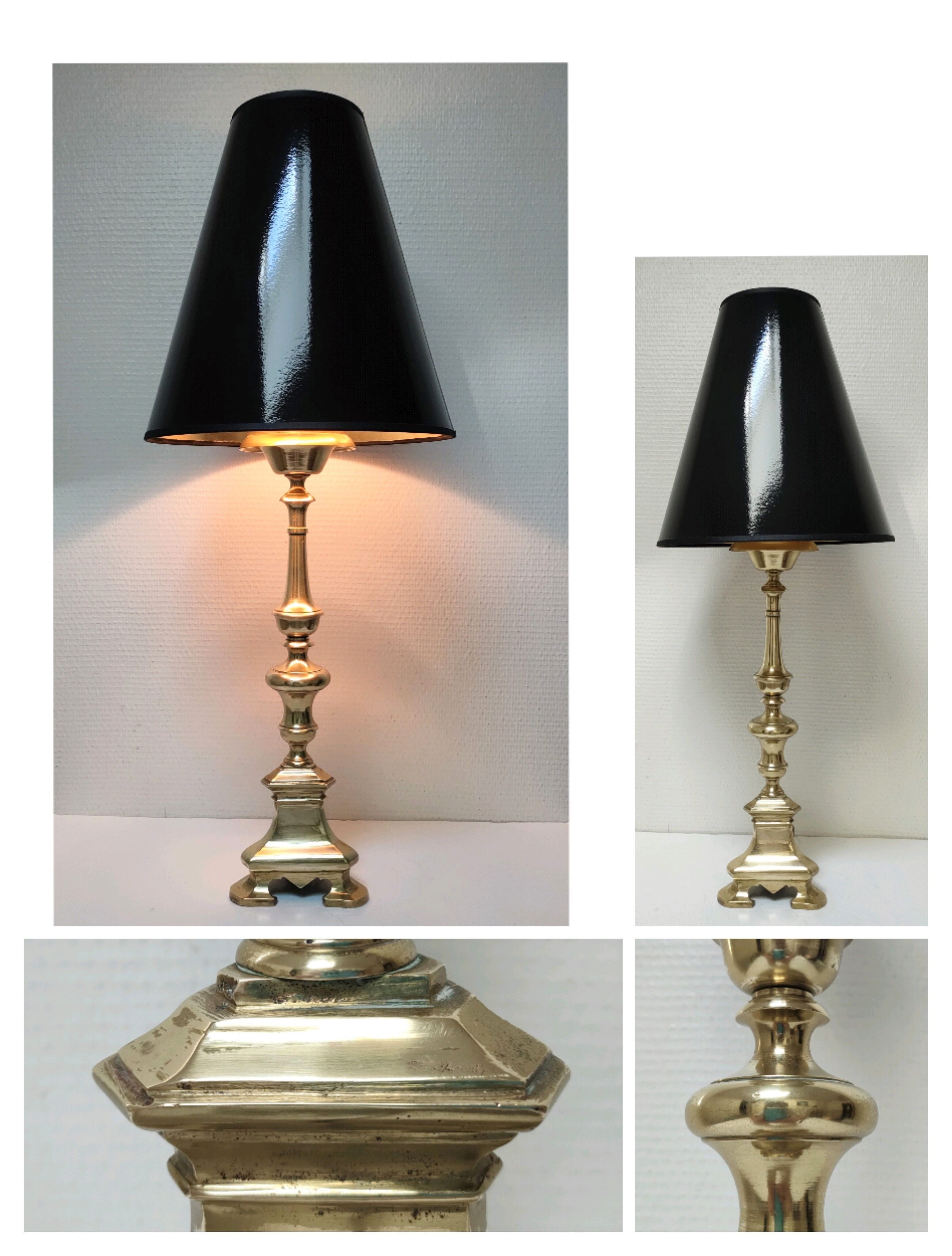 Pied de lampe bronze doré tripode hauteur 50 cm