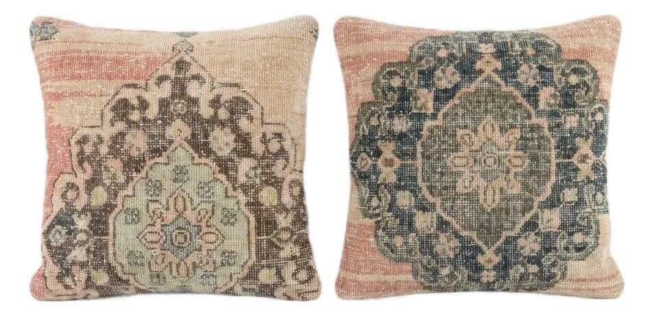 Set of 2 vintage Turkish cushion covers 51x51 cm