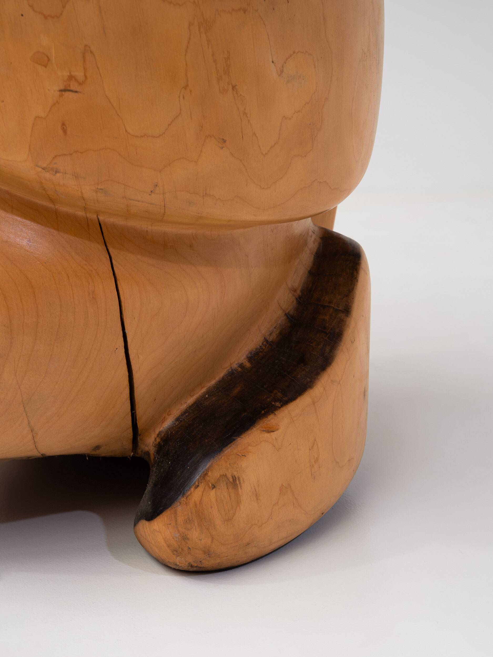 Unique sculptural throne chair in wood, France 1970s