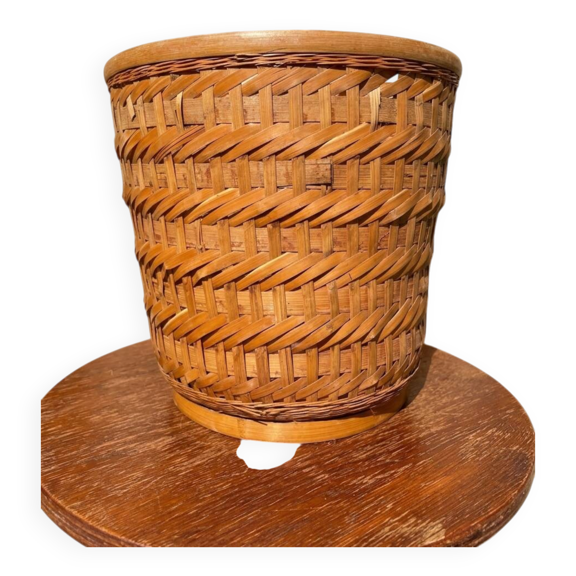 Cache pot en osier vintage