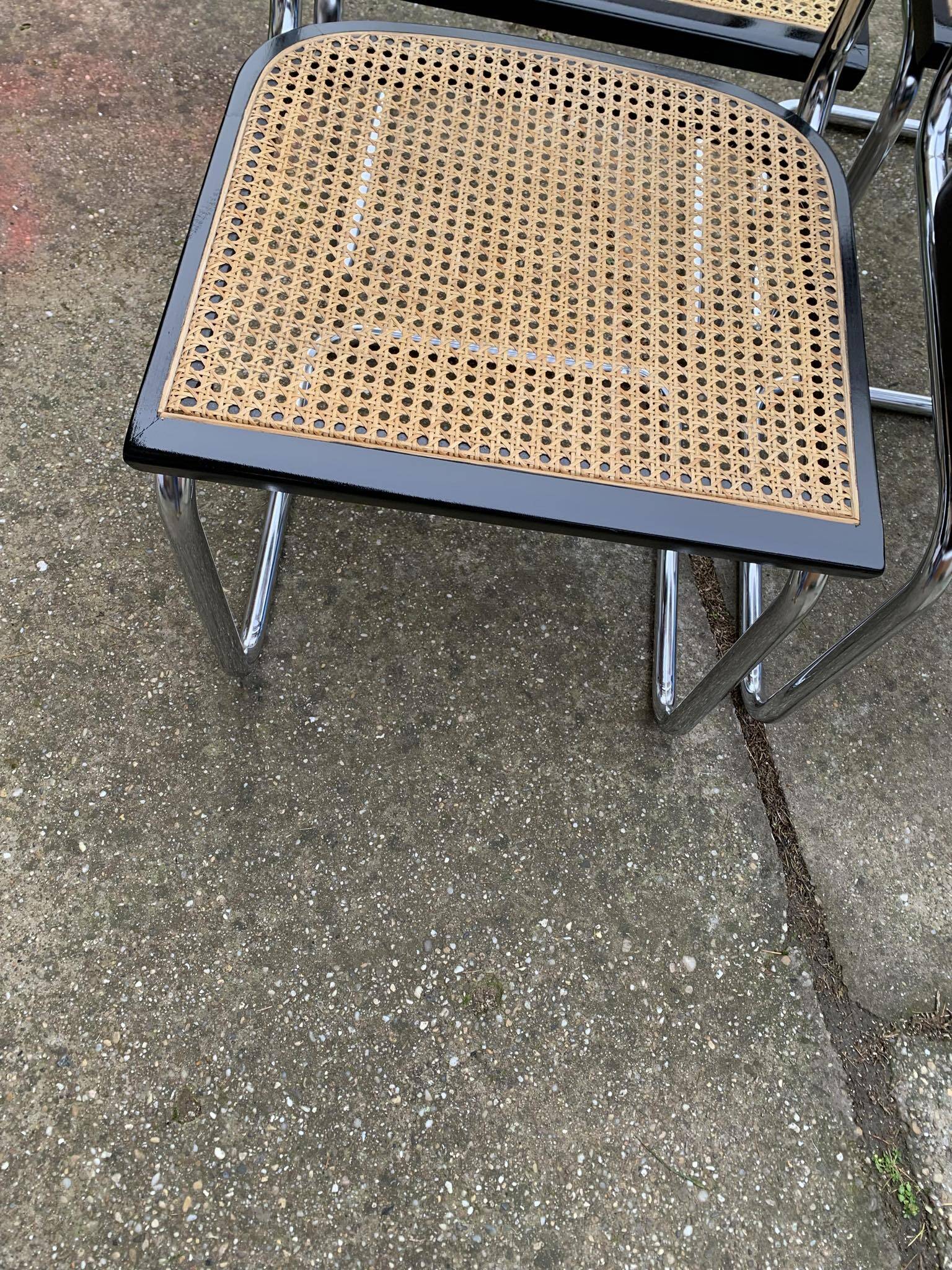 Chaise Cesca Marcel Breuer B32 italienne moderne du milieu du siècle, ensemble de 4 années 70