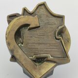 Sculpture paper press in signed bronze and green marble 2,42kg