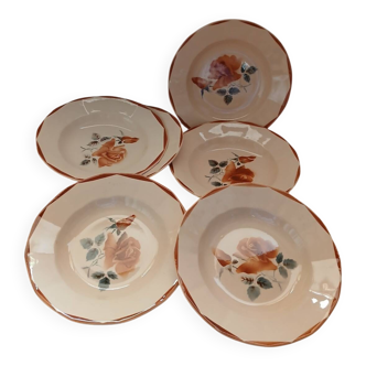 6 old Digoin and Sarreguemines soup plates