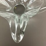 Large French Floral Crystal Glass Shell Bowl by Art Vannes, France, 1970s