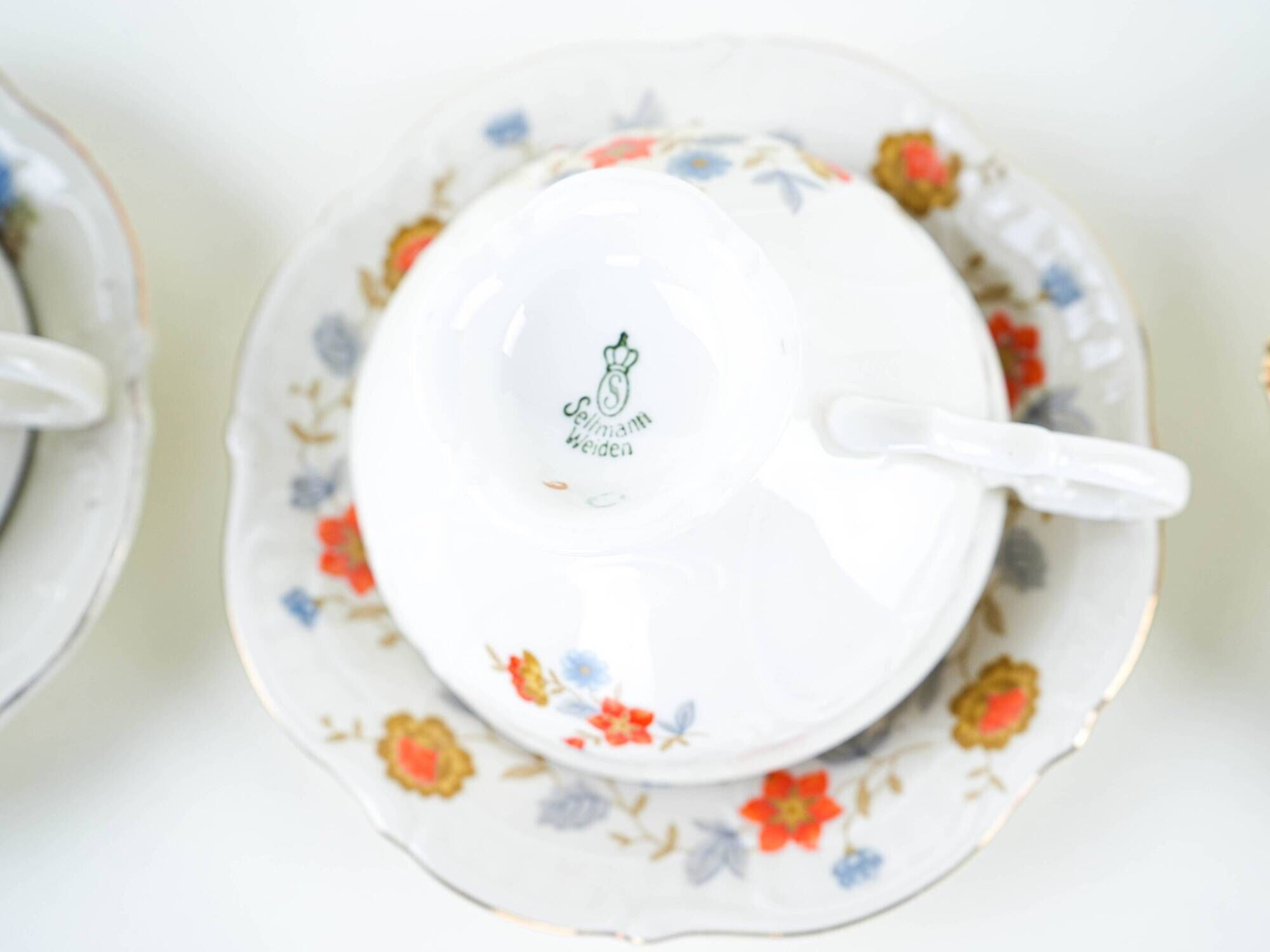 Set of porcelain cups, German design, 20th century, made in Germany