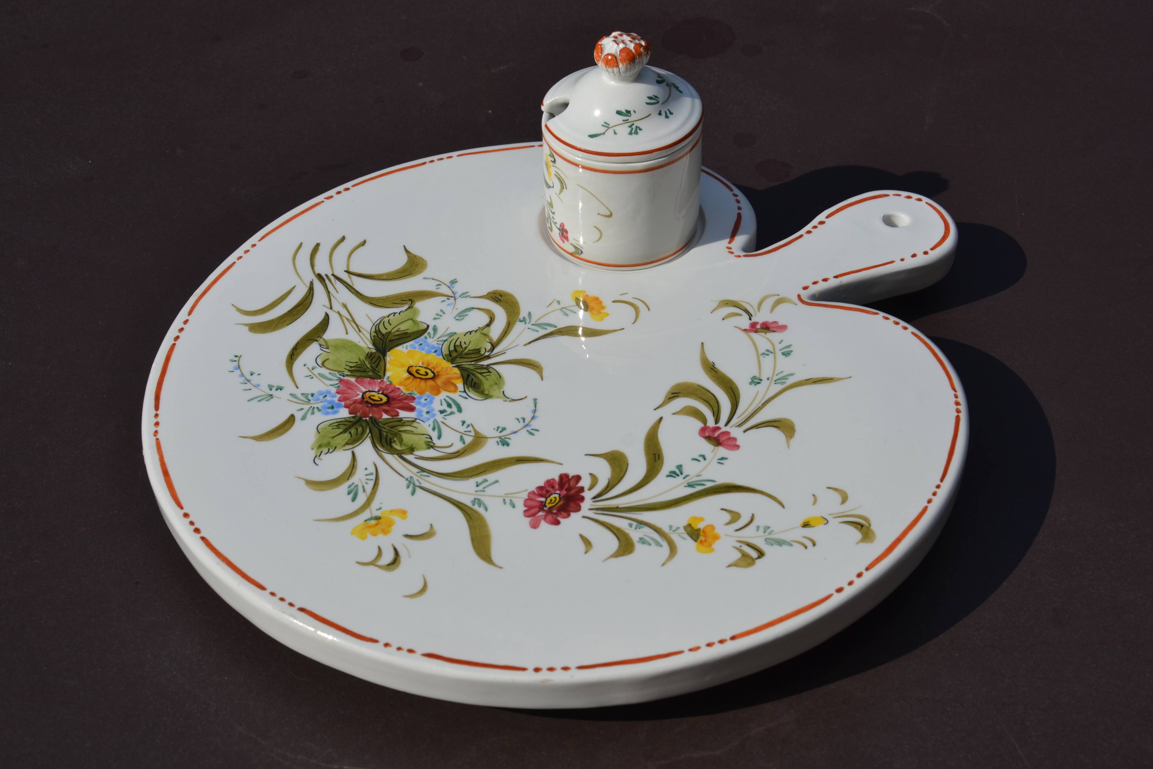 Plateau en céramique italien avec pot