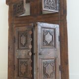 Antique carved wooden window and shutter from Rajasthan