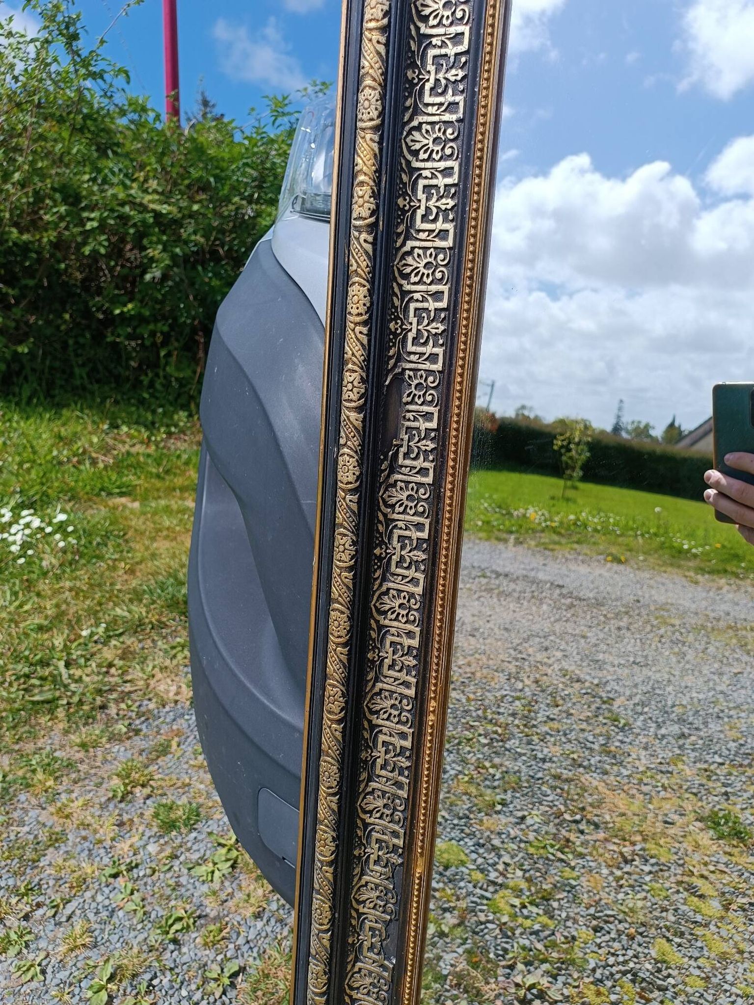 Miroir ancien à fronton 152/86 cm