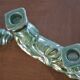 Pair of iridescent green ceramic Art Deco candlesticks