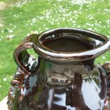 Dark brown ceramic potiche