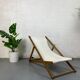 Transat tissus blanc avec structure en bois