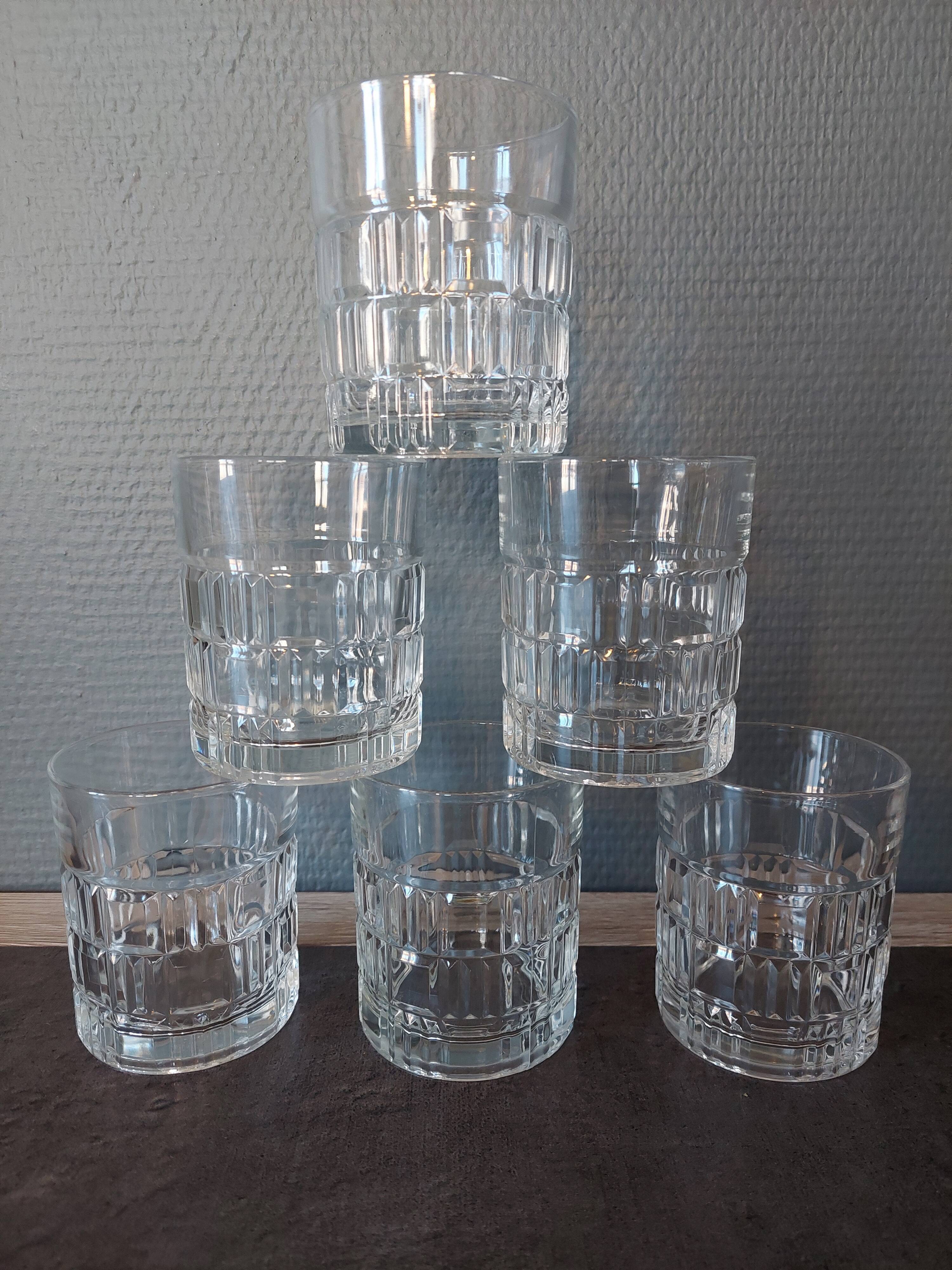 Lots de 6 verres à whisky vintage année 70.
