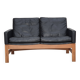 1960s, Danish 2-seater sofa in original condition, furniture leather, solid oak wood.